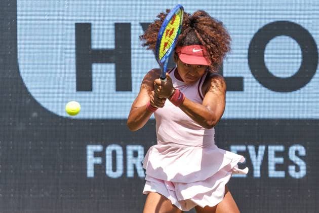 Berlin, 17 06 25, Tennis ecotrans Ladies Open Berlin at Steffi Graf Stadium Ladies, Singles, 1 round, Osaka Japan Samsonova Russia , Steffi Graf Stadium Naomi Osaka Japan returns a ball Berlin Tennis Open by HYLO 2025