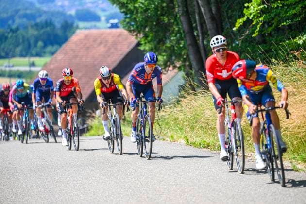 Tour de Suisse 2025 Stage 3 HEIDEN, SWITZERLAND - JUNE 17 : Rider of Team Picnic PostNL during stage 3 of the 88th edition of Tour de Suisse an UCI World Tour 2.UWT cycling road race stage for Men Elite of 195.6 km with start in Aarau and finish in Heiden on June 17, 2025 in Heiden, Switzerland, 17 06 2025 ( Motordriver Kenny Verfaillie - Heiden Switzerland  Copyright: xVincentxKalutx