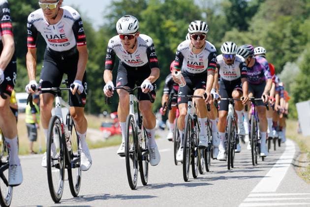 TDS 3 stage Vegard Stake Laengen NOR Almeida Goncalves POR Team UAE Emirates 16 06 2025 Endingen, SWITZERLAND, Tour de Suisse 3 stage Aarau Heiden Vegard Stake Laengen NOR Almeida Goncalves POR Team UAE Emirates