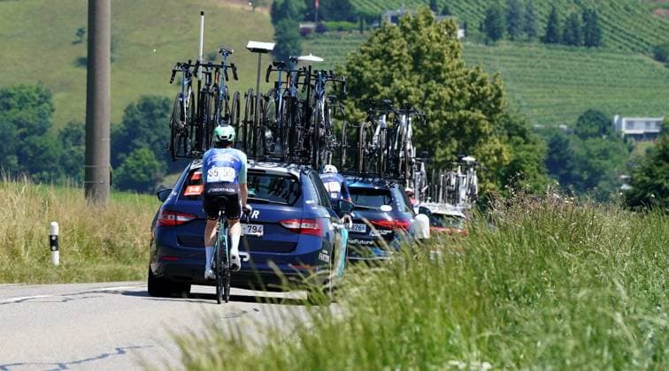 17 06 2025 Switzerland Tour de Suisse Men 2025 2 Stage Aarau Heiden Picture Petrol rider Callum Scotson Team Decathlon AG2R La Mondiale Action