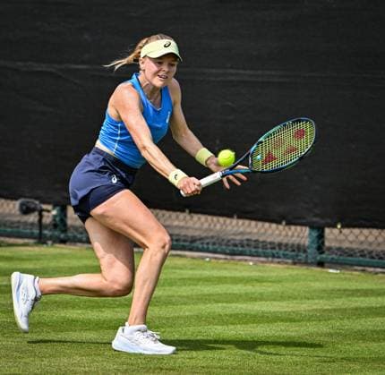 17th June 2025; Lexus Nottingham Tennis Centre, Nottingham, England; Lexus Nottingham Open, Day 2, Day two; Harriet Dart (GBR) world No 121 hits a backhand return against Francesca Jones (gbr)  ActionPlus12801966 GodfreyxPitt