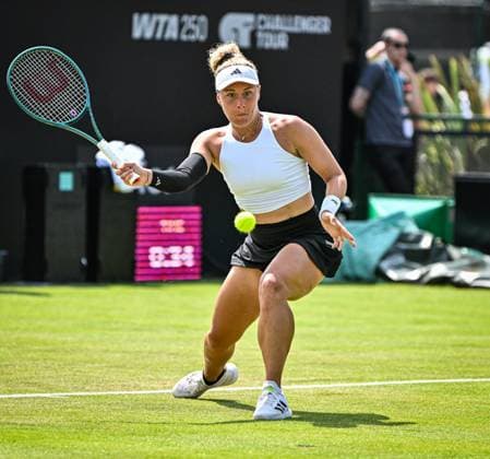 17th June 2025; Lexus Nottingham Tennis Centre, Nottingham, England; Lexus Nottingham Open, Day 2, Day two; Leolia Jeanjean (FRA) world No 92 hits a forehand return against Sonay Kartal (GBR)  ActionPlus12801992 GodfreyxPitt