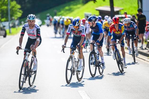 Tour de Suisse 2025 Stage 3 HEIDEN, SWITZERLAND - JUNE 17 : Rider of Team UAE Team Emirates - XRG in action during stage 3 of the 88th edition of Tour de Suisse an UCI World Tour 2.UWT cycling road race stage for Men Elite of 195.6 km with start in Aarau and finish in Heiden on June 17, 2025 in Heiden, Switzerland, 17 06 2025 ( Motordriver Kenny Verfaillie - Heiden Switzerland  Copyright: xVincentxKalutx