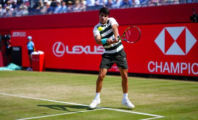 Carlos Alcaraz in first round action Queen s Club Championships, Day 9, Queen s Club, West Kensington, London, UK - 17 Jun 2025  Copyright: xJavierxGarcia Shutterstockx 15360763ad