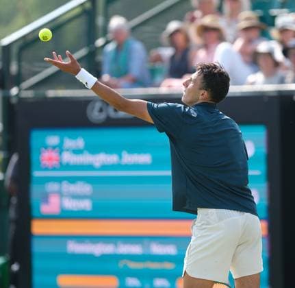 Nottingham Tennis Centre Nottingham, England - Emilio Nava serves to Jack Pinnington Jones during the match in the Lexus Nottingham Tennis Open, day 3, June 17th 2025. (Paul Bonser SPP) Copyright: xPaulxBonser SPPx spp-en-PaBo-Lexus Nottingham Open 6066
