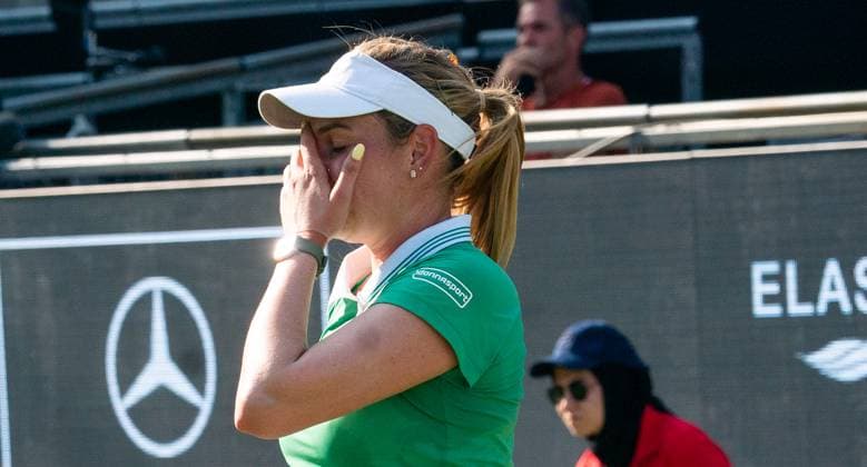 17 06 2025, WTA 500, Tennis, Women, Berlin Tennis Open by Hylo 2025, Berlin, Singles, 1 Round, Diana Shnaider Russia Donna Vekic Croatia Donna Vekic Croatia is disappointed Berlin Steffi Graf Stadium Berlin Germany