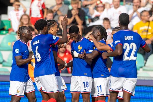 France - Poland UEFA European Under-21 Championship 2025 Group Stage Djaoui Cisse celebrates scoring a goal during the UEFA European Under-21 Championship 2025 Group Stage match between France and Poland at MSK Zilina Stadium on June 17, 2025 in Zilina, Slovakia. Zilina Slovakia  Copyright: xAndrzejxIwanczukx originalFilename:iwanczuk-francepo250617_np67Y.jpg