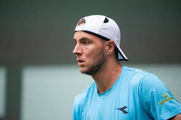 Jan Lennard STRUFF GER Action Lorenzo Sonego ITA vs Jan Lennard Struff GER Tennis Terra Wortmann Open 2025 on 17 06 2025 at the OWL Arena Halle Westfalen, Germany Â