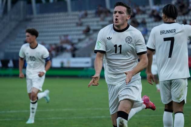 UEFA European Under-19 Championship 2025 Group B: Germany vs. England Said El Mala of Germany National Under-19 Football Team scores and celebrates during the UEFA European Under-19 Championship 2025 Group B: Germany vs. England on 17 June 2025, at Arcul de Triumf Stadium, in Bucharest, Romania Bucharest Arcul de Triumf Stadium Romania Copyright: xAlexandraxFechetex _ADR231601