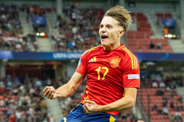 UEFA European Under-21 Championship Spain Italy 17 06 2025 Jesus Rodriguez Spain, 17 celebrates after scoring during the UEFA European Under-21 Championship match Spain Italy, on 17 06 2025, Anton Malatinsky Stadium, Trnava, Slovakia Copyright: xBEAUTIFULxSPORTS Meuselx