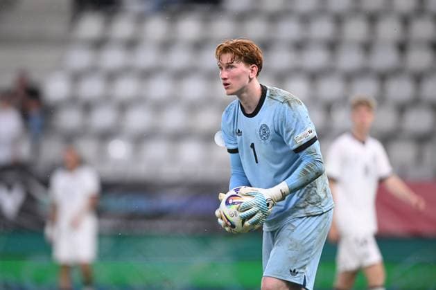 UEFA U19 European Championship, EM, Europameisterschaft 2025 - Germany - England - Ilie Oana Stadium Konstantin Heide of Germany reacts during the UEFA Under-19 European Championship Romania 2025 football match between Germany and England at Arcul de Triumf Stadium in Bucharest, Romania, June 17, 2025. Alex Nicodim Imago Images Copyright: xAlexxNicodimx