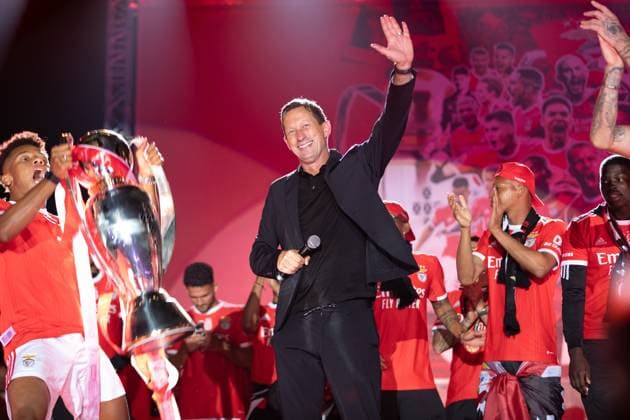 May 28, 2023, Lisbon, Lisbon, Portugal: Benfica head coach from Germany ROGER SCHMIDT celebrating after winning Liga Portugal BWin at Marques de Pombal Lisbon Portugal - ZUMAs359 20230528_zsp_s359_131 Copyright: xAlexandrexdexSousax