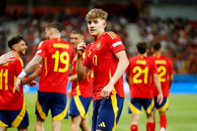 Jesus Rodriguez (ESP), JUNE 17, 2025 - Football Soccer : Jesus Rodriguez celebrate after his goal during UEFA European Under-21 Championship 2025 Slovakia group stage match between Uuder-21 Spain 1-1 Uuder-21 Italy at the Anton Malatinsky Stadium, Trnava, Slovakia. Noxthirdxpartyxsales  (295219328)