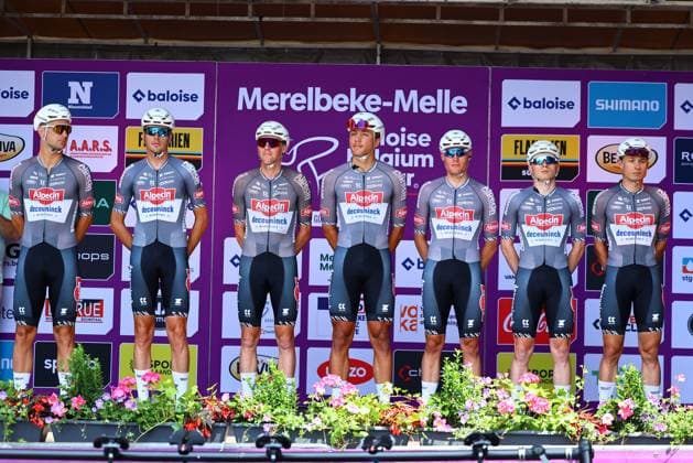 Alpecin-Deceuninck riders and pictured before the first stage of the Baloise Belgium Tour cycling race, 198km from Merelbeke-Melle to Knokke-Heist, . The Baloise Belgium Tour takes place from 18 to 22 June. DAVIDxPINTENS  x127318761x