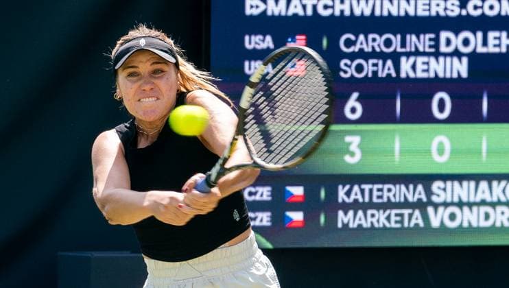 18 06 2025, WTA 500, Tennis, Women, Berlin Tennis Open by Hylo 2025, Berlin, Doubles, 2nd round, Caroline Dolehide USA Sofia Kenin USA Katerina Siniakova Czech Republic Marketa Vondrousova Czech Republic Sofia Kenin USA Berlin Steffi Graf Stadion Berlin Germany