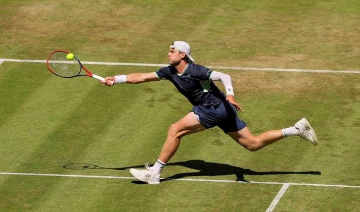 photo Zizou BERGS BEL loses in 2 sets against Karen KHACHANOV Tennis Tournament Terra Wortmann Cup at Gerry Weber Sportpark OWL Arena in Halle Westfalen on Wed 18 06 2025