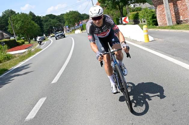 Baloise Belgium Tour 2025 Stage 1 KNOKKE-HEIST, BELGIUM - JUNE 18 : Philipsen Jasper (BEL) of Alpecin - Deceuninck during stage 1 of the 94th edition of Baloise Tour of Belgium an UCI ProSeries 2.Pro cycling road race stage for Men Elite of 198 km with start in Merelbeke-Melle and finish in Knokke-Heist on June 18, 2025 in Knokke-Heist, Belgium, 18 06 2025 ( Motordriver Guy De Vuyst - Knokke-Heist Belgium  Copyright: xJanxDexMeuleneirx