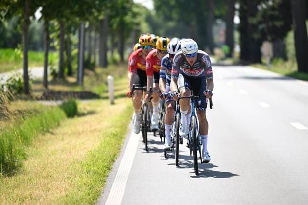 Baloise Belgium Tour 2025 Stage 1 KNOKKE-HEIST, BELGIUM - JUNE 18 : Philipsen Jasper (BEL) of Alpecin-Deceuninck during stage 1 of the 94th edition of Baloise Tour of Belgium an UCI ProSeries 2.Pro cycling road race stage for Men Elite of 198 km with start in Merelbeke-Melle and finish in Knokke-Heist on June 18, 2025 in Knokke-Heist, Belgium, 18 06 2025 ( Motordriver Guy De Vuyst - Knokke-Heist Belgium  Copyright: xJanxDexMeuleneirx