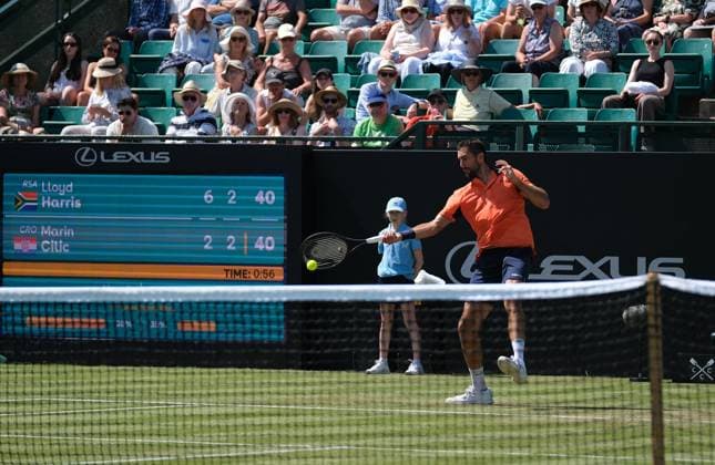 Nottingham Tennis Centre Nottingham, England - Marin Cilic plays a baseline shot to Lloyd Harris during the match in the Lexus Nottingham Tennis Open, day 4, June 18th 2025. (Paul Bonser SPP) Copyright: xPaulxBonser SPPx spp-en-PaBo-Lexus Nottingham Open 3743