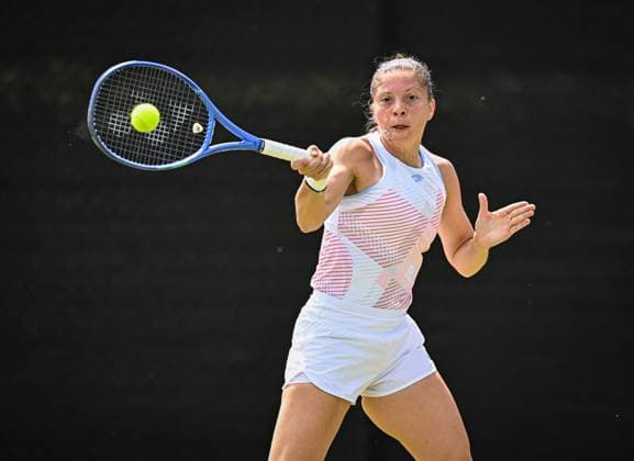 18th June 2025; Lexus Nottingham Tennis Centre, Nottingham, England; Lexus Nottingham Open, Day 3; Antonia Ruzic (CRO) world No 98 hits a forehand return to Dayana Yastremska (UKR) world No 42 in their second round match  ActionPlus12802204 GodfreyxPitt