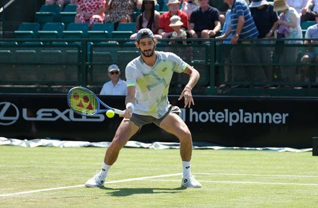 Nottingham Tennis Centre Nottingham, England - Lloyd Harris plays a forehand shot to Marin Cilic during the match in the Lexus Nottingham Tennis Open, day 4, June 18th 2025. (Paul Bonser SPP) Copyright: xPaulxBonser SPPx spp-en-PaBo-Lexus Nottingham Open 3753