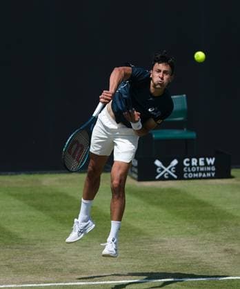 Nottingham Tennis Centre Nottingham, England - Emilio Nava serves to Ryan Peniston during the match in the Lexus Nottingham Tennis Open, day 4, June 18th 2025. (Paul Bonser SPP) Copyright: xPaulxBonser SPPx spp-en-PaBo-Lexus Nottingham Open 3813