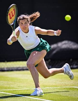18th June 2025; Lexus Nottingham Tennis Centre, Nottingham, England; Lexus Nottingham Open, Day 3; Ulrikke Eikeri (NOR) world No 57 chase a wide return in the second round match with her partner Makoto Ninomiya (JPN) world No 58 against Aldila Sutjiadi (IDN) world No 45 and Eri Hozumi (JPN) world No 45  ActionPlus12802269 GodfreyxPitt