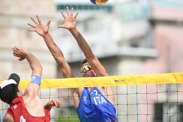 Gianluca Dal Corso in action at CEV Beach Volley Nations Cup 2025 Preliminary Phase in Messina during Beach Nations Cup 2025 - Preliminary Phase, Beach Volley match in Messina, Italy, June 18 2025  Copyright: xMassimilianoxCarnabuci IPAxSportx xipa-agency.netx xx IPA_59212625 IPA_Agency_IPA59212625