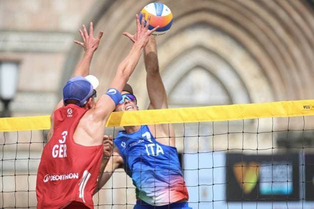 Samuele Cottafava during the CEV Beach Volley Nations Cup 2025 Preliminary Phase in Messina during Beach Nations Cup 2025 - Preliminary Phase, Beach Volley match in Messina, Italy, June 18 2025  Copyright: xMassimilianoxCarnabuci IPAxSportx xipa-agency.netx xx IPA_59212638 IPA_Agency_IPA59212638