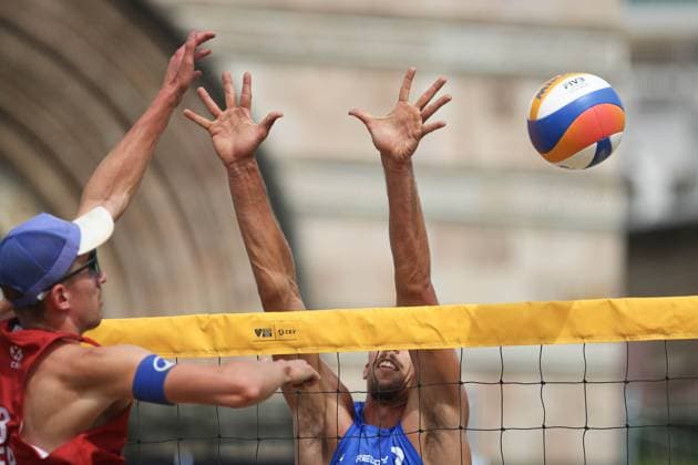 Gianluca Dal Corso in action at CEV Beach Volley Nations Cup 2025 Preliminary Phase in Messina during Beach Nations Cup 2025 - Preliminary Phase, Beach Volley match in Messina, Italy, June 18 2025  Copyright: xMassimilianoxCarnabuci IPAxSportx xipa-agency.netx xx IPA_59212710 IPA_Agency_IPA59212710