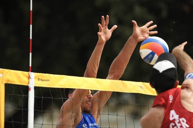 VOLLEY - Beach Volley - Beach Nations Cup 2025 - Preliminary Phase Gianluca Dal Corso in action at CEV Beach Volley Nations Cup 2025 Preliminary Phase in Messina during Beach Nations Cup 2025 - Preliminary Phase, Beach Volley match in Messina, Italy, June 18 2025 Messina Italy  Copyright: xIPAxSport ABACAx