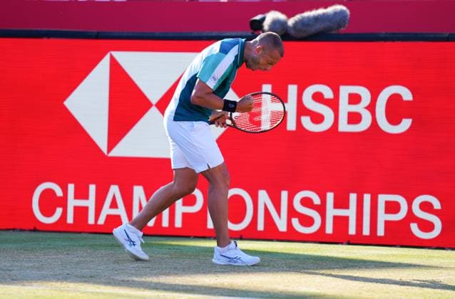 Dan Evans celebrates during his second round match Queen s Club Championships, Day 10, Queen s Club, West Kensington, London, UK - 18 Jun 2025  Copyright: xJavierxGarcia Shutterstockx 15363350bh