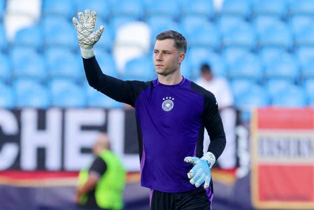 Torhueter Tjark Ernst Germany cheers, UEFA European Under 21 Championship 2025 Group Stage, England v Germany, Nitra Stadium on June 18, 2025 in Neutra, Slovakia Photo by Marco Steinbrenner DeFodi Images Torhueter Tjark Ernst Germany cheers, UEFA European Under 21 Championship 2025 Group Stage, England v Germany, Nitra Stadium, June 18, 2025 in Nitra, Slovakia Photo by Marco Steinbrenner DeFodi Images