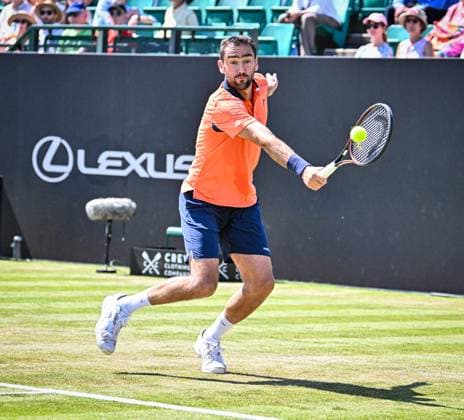 18th June 2025; Lexus Nottingham Tennis Centre, Nottingham, England; Lexus Nottingham Open, Day 3; Marin Cilic (CRO) hits a backhand return against Lloyd Harris (RSA) in their second round match  ActionPlus12802385 GodfreyxPitt