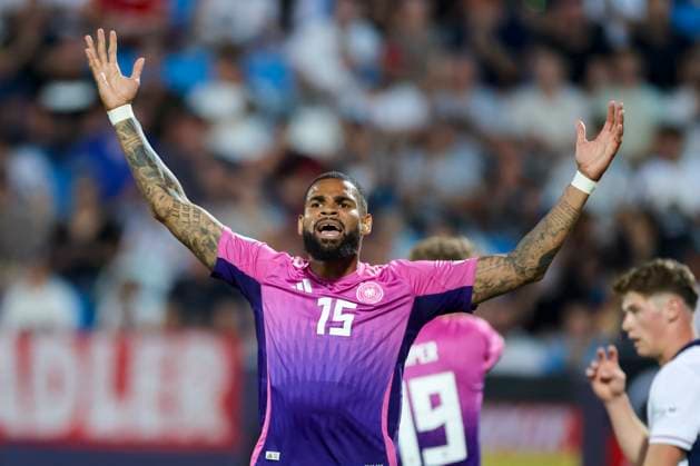 Jamil Siebert Germany gestures, UEFA European Under 21 Championship 2025 Group Stage, England v Germany, Nitra Stadium on June 18, 2025 in Neutra, Slovakia Photo by Marco Steinbrenner DeFodi Images Jamil Siebert Germany gestures, UEFA European Under 21 Championship 2025 Group Stage, England v Germany, Nitra Stadium, June 18, 2025 in Nitra, Slovakia Photo by Marco Steinbrenner DeFodi Images