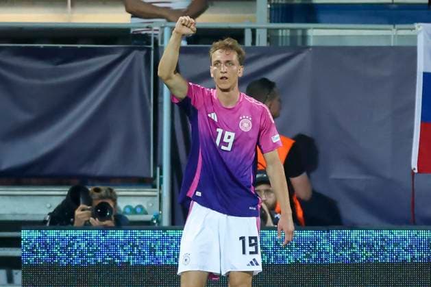 Nelson Weiper Germany celebrates after scoring his teams 0 2 goal, UEFA European Under 21 Championship 2025 Group Stage, England v Germany, Nitra Stadium, June 18, 2025 in Nitra, Slovakia Photo by Marco Steinbrenner DeFodi Images Nelson Weiper Germany celebrates after scoring his teams second goal, UEFA European Under 21 Championship 2025 Group Stage, England v Germany, Nitra Stadium, June 18, 2025 in Nitra, Slovakia Photo by Marco Steinbrenner DeFodi Images