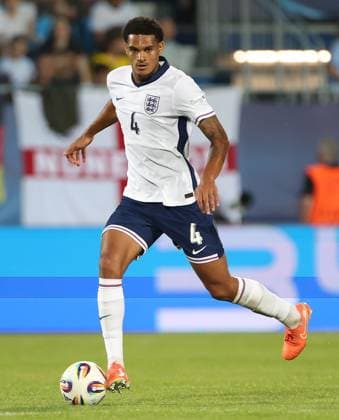 Jarell Quansah of England Under 21 England U21, U 21 v Germany U21, UEFA Under 21 European Championship, EM, Europameisterschaft 2025, Group B, Football, Nitra Stadium, Nitra, Slovakia - 18 Jun 2025 EDITORIAL USE ONLY No use with unauthorised audio, video, data, fixture lists, club league logos or live services. Online in-match use limited to 120 images, no video emulation. No use in betting, games or single club league player publications.  Copyright: xNikolaxKrstic Shutterstockx 15363358bw