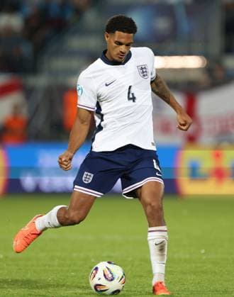 Jarell Quansah of England Under 21 England U21, U 21 v Germany U21, UEFA Under 21 European Championship, EM, Europameisterschaft 2025, Group B, Football, Nitra Stadium, Nitra, Slovakia - 18 Jun 2025 EDITORIAL USE ONLY No use with unauthorised audio, video, data, fixture lists, club league logos or live services. Online in-match use limited to 120 images, no video emulation. No use in betting, games or single club league player publications. Copyright: xNikolaxKrstic Shutterstockx 15363358cu