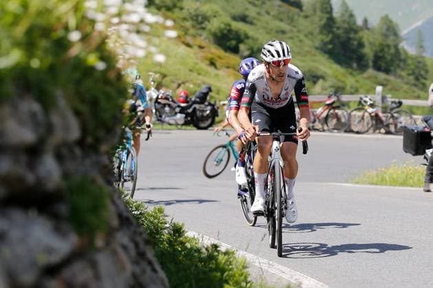 TDS 4th stage Joao Almeida POR Team UAE Emirates on the Spluegen Pass 18 06 2025 Spluegen Pass, SWITZERLAND, Tour de Suisse 4th stage Heiden Piuro Joao Almeida POR Team UAE Emirates on the Spluegen Pass