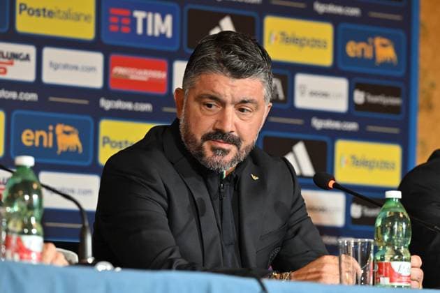 Foto IPP Roberto Ramaccia Roma 19 6 2025 Presentazione del nuovo allenatore della nazionale dIi calcio dell Italia Nella foto Gennaro Gattuso nuovo CT della Nazionale Italiana Italy Photo Press - World Copyright Roma italy Italia ITALY  Copyright: xR4924_italyphotopressx