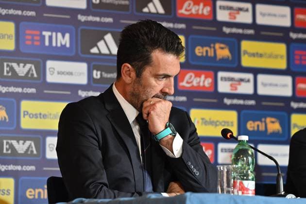 Foto IPP Roberto Ramaccia Roma 19 6 2025 Presentazione del nuovo allenatore della nazionale dIi calcio dell Italia Nella foto Gianluigi Buffon capo delegazione della Nazionale Italy Photo Press - World Copyright Roma italy Italia ITALY  Copyright: xR4924_italyphotopressx