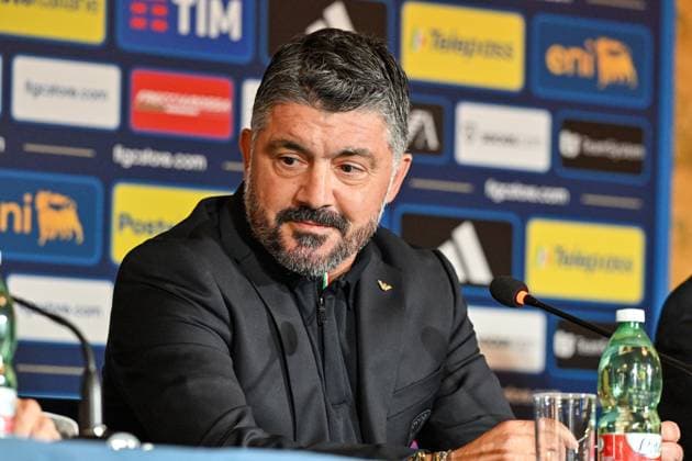 Foto IPP Roberto Ramaccia Roma 19 6 2025 Presentazione del nuovo allenatore della nazionale dIi calcio dell Italia Nella foto Gennaro Gattuso nuovo CT della Nazionale Italiana Italy Photo Press - World Copyright Roma italy Italia ITALY  Copyright: xR4924_italyphotopressx