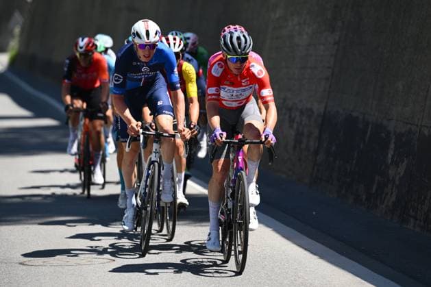 Tour de Suisse 2025 Stage 5 SANTA MARIA IN CALANCA, SWITZERLAND - JUNE 19 : Engelhardt Felix (GER) of Team Jayco AlUla leading the escape pack during stage 5 of the 88th edition of Tour de Suisse an UCI World Tour 2.UWT cycling road race stage for Men Elite of 183.6 km with start in La Punt and finish in Santa Maria in Calanca on June 19, 2025 in Santa Maria in Calanca, Switzerland, 19 06 2025 ( Motordriver Kenny Verfaillie - Santa Maria in Calanca Switzerland  Copyright: xVincentxKalutx
