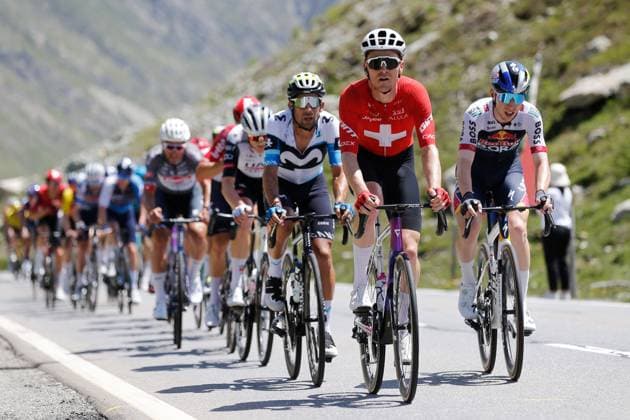 TDS 5 stage Mauro Schmid SUI Team Jayco Alula on the Julier Pass 19 06 2025 Julier Pass, SWITZERLAND, Tour de Suisse 5 stage La Punt Santa Maria Mauro Schmid SUI Team Jayco Alula on the Julier Pass