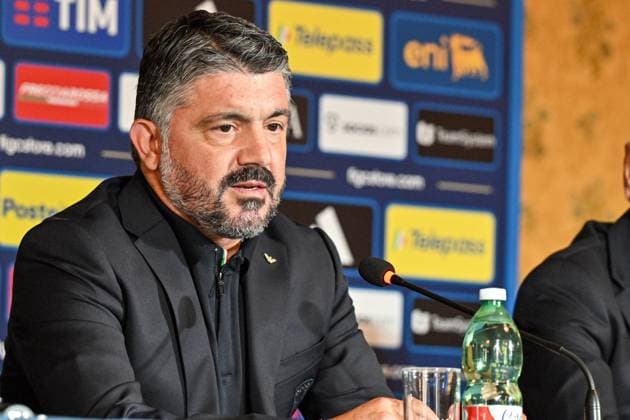 June 19, 2025, Rome, Italy: Gennaro Gattuso new CT of the Italian national team, Nationalteam during the press conference, PK, Pressekonferenz of presentation Gennaro Gattuso new First Team Head Coach at Hotel Parco dei Principi in Rome. Rome Italy - ZUMAs197 20250619_aaa_s197_032 Copyright: xEmanuelexPennacchiox