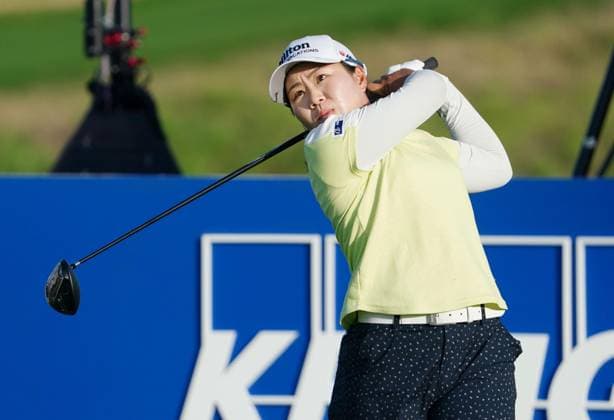 Golf: Women s PGA, Golf Herren Championship Nasa Hataoka of Japan hits off the 10th tee during the first round of the Women s PGA Championship golf tournament at Fields Ranch East in Frisco, Texas, on June 19, 2025.  A14AA0004668537P