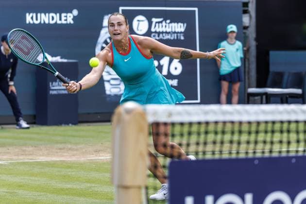 Tennis WTA Tour, Singles, Women, Round of 16, Sabalenka Belarus Masarova Switzerland , Steffi Graf Stadium Aryna Sabalenka Belarus returns a ball Tennis WTA Tour