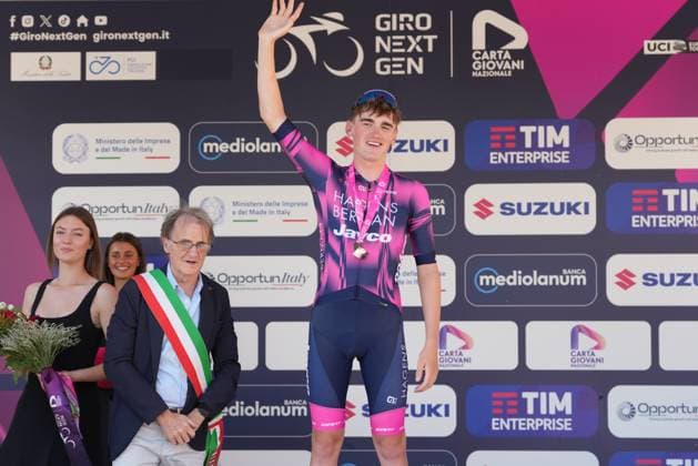 RAFFERTY Adam win the race during the stage 5 of the Giro Next Gen 2025, Fiorenzuola d™Arda (Pc) Gavi (Al) 153 km , Italy - Thursday , June 19, 2025. - cycling.  Copyright: xGianxMattiaxD Albertox LaPressex