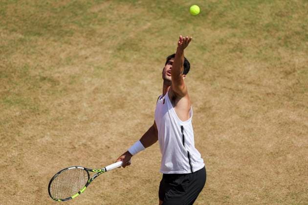 19th June 2025; HSBC Championships, Queens Club, West Kensington, London, England: HSBC Mens Championships Queens Club, Day 4; Carlos Alcaraz (ESP) during a practice session  ActionPlus12802632 HenningxVonxJagow