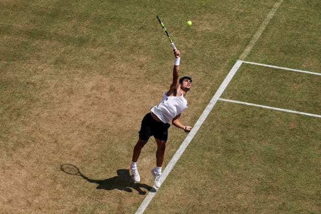 19th June 2025; HSBC Championships, Queens Club, West Kensington, London, England: HSBC Mens Championships Queens Club, Day 4; Carlos Alcaraz (ESP) during a practice session  ActionPlus12802633 HenningxVonxJagow